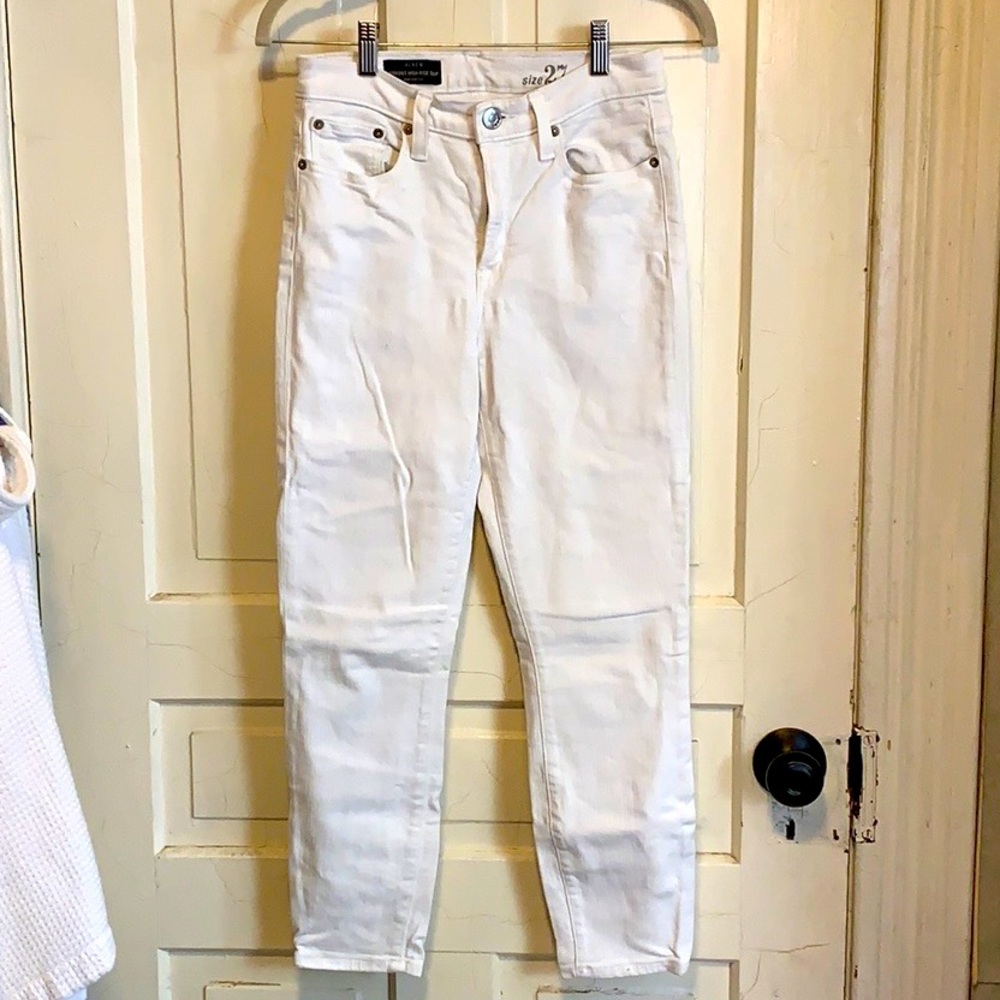 J Crew High Rise Cropped Skinny White Denim